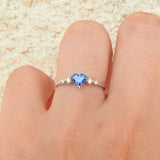Promise ring for her - Natural Heart Sapphire Engagement Ring