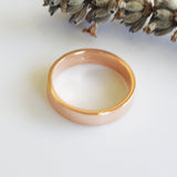 4 mm Flat Solid 18k Gold Ring – Simple Wedding Bands His & Hers Set