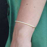 Vintage Diamond Pave Gold Bangle with Lucky Charm
