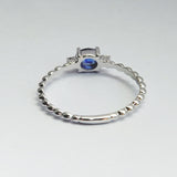 Dainty Genuine East-West Blue Sapphire Engagement Ring
