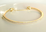 Vintage Diamond Pave Gold Bangle with Lucky Charm