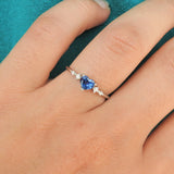 Promise ring for her - Natural Heart Sapphire Engagement Ring