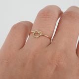 Love Knot Infinity Gold Ring – Dainty Promise Ring For Her – Simple Sun & Moon Wedding Band – Thin Solid 18k Gold Ring – Handmade Jewelry