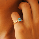 Princess Cut Topaz Bridal Engagement Ring