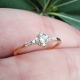 Vintage Diamond Engagement Ring - Handmade Victorian Style - April Birthstone