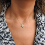 Nature Inspired Diamond Flower Necklace - Natural Diamond Leaves Pendant
