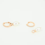 Baroque Pearl Diamond Hoops - Vintage Dangle Earrings