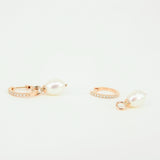 Baroque Pearl Diamond Hoops - Vintage Dangle Earrings