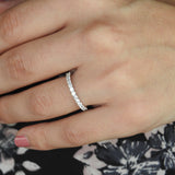 Diamond Wedding Band - Stackable French Pave Eternity Ring - Minimalist Bridal Ring