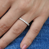 Diamond Wedding Band - Stackable French Pave Eternity Ring - Minimalist Bridal Ring