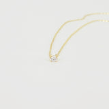 Dainty Floating Natural Diamond Solitaire Necklace – Minimalist Simple Tiny Diamond Pendant