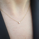 Dainty Floating Natural Diamond Solitaire Necklace – Minimalist Simple Tiny Diamond Pendant