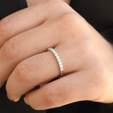 Diamond Wedding Band - Stackable French Pave Eternity Ring - Minimalist Bridal Ring