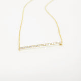 Long Natural Diamond Bar Necklace - Stackable Solid 18k Gold Necklace