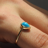 Dainty Tear-Drop Sleeping Beauty Bezel Turquoise Ring