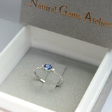 Dainty Genuine East-West Blue Sapphire Engagement Ring