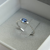 Dainty Genuine East-West Blue Sapphire Engagement Ring