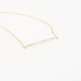 Long Natural Diamond Bar Necklace - Stackable Solid 18k Gold Necklace