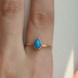 Dainty Tear-Drop Sleeping Beauty Bezel Turquoise Ring