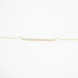 Long Natural Diamond Bar Necklace - Stackable Solid 18k Gold Necklace