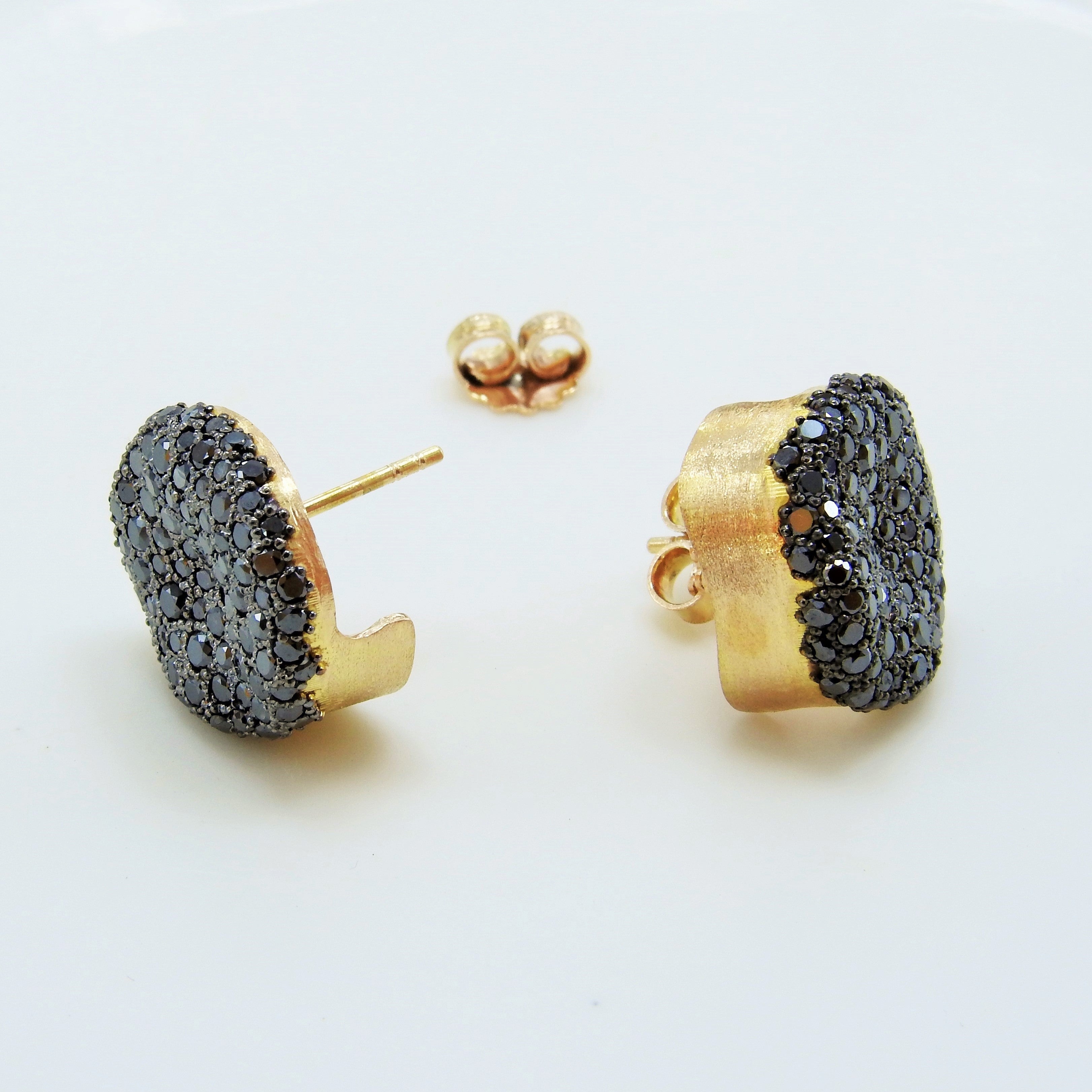 Cosmos Rose Gold Black Diamond Black Onyx Single Earring Stud