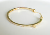 Vintage Diamond Pave Gold Bangle with Lucky Charm
