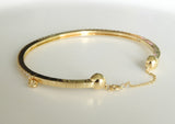 Vintage Diamond Pave Gold Bangle with Lucky Charm