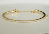 Vintage Diamond Pave Gold Bangle with Lucky Charm