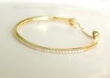 Vintage Diamond Pave Gold Bangle with Lucky Charm