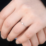Dainty Simple Diamond Engagement Ring - Handmade Thin Solid 18k Gold Promise Ring
