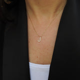 Natural Dainty Diamond Initial Pendant – Simple Delicate Custom Letter Necklace