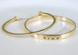 Vintage Diamond Pave Gold Bangle with Lucky Charm