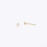 Dainty Genuine Diamond Bezel Stud Earrings