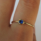 Dainty Bezel East West Oval Sapphire Engagement Ring