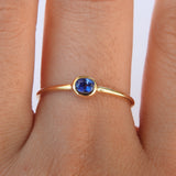 Dainty Bezel East West Oval Sapphire Engagement Ring