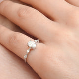 Unique Claw Oval Solitaire Ring - GIA Certified Diamond Engagement Ring