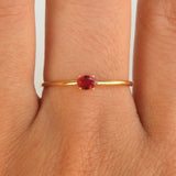 Dainty Oval Ruby Engagement Ring – Minimalist Small Ruby Ring – Simple Ruby Ring - Genuine July Birthstone Ring - Ruby Stacking Gold Ring