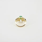 Colombian Pear Emerald & Diamond Engagement Ring Set – Unique 18K Gold May Birthstone Jewelry