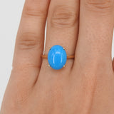 Genuine Oval Sleeping Beauty Turquoise Engagement Ring