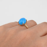 Genuine Oval Sleeping Beauty Turquoise Engagement Ring