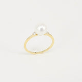 Minimalist Natural Pearl & Diamond Engagement Ring
