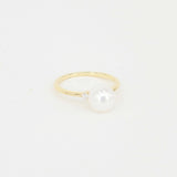 Minimalist Natural Pearl & Diamond Engagement Ring