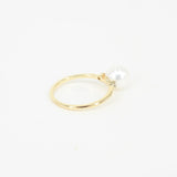 Minimalist Natural Pearl & Diamond Engagement Ring