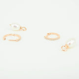 Baroque Pearl Diamond Hoops - Vintage Dangle Earrings