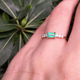 Large East-West Genuine Emerald Engagement Ring