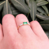 Large East-West Genuine Emerald Engagement Ring
