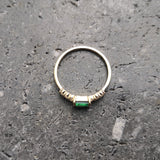 Large East-West Genuine Emerald Engagement Ring