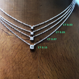 Dainty Floating Natural Diamond Solitaire Necklace – Minimalist Simple Tiny Diamond Pendant