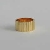 Unique Signet Wedding Band - Corrugated Solid Gold Statement Ring