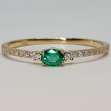 Small Genuine Oval Emerald Engagement Stacking Ring